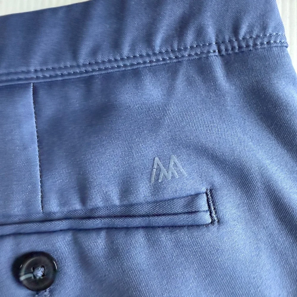 Mizzen + Main Baron Chino Golf Shorts Blue Performance Polyester‎ Size 38 , 9”